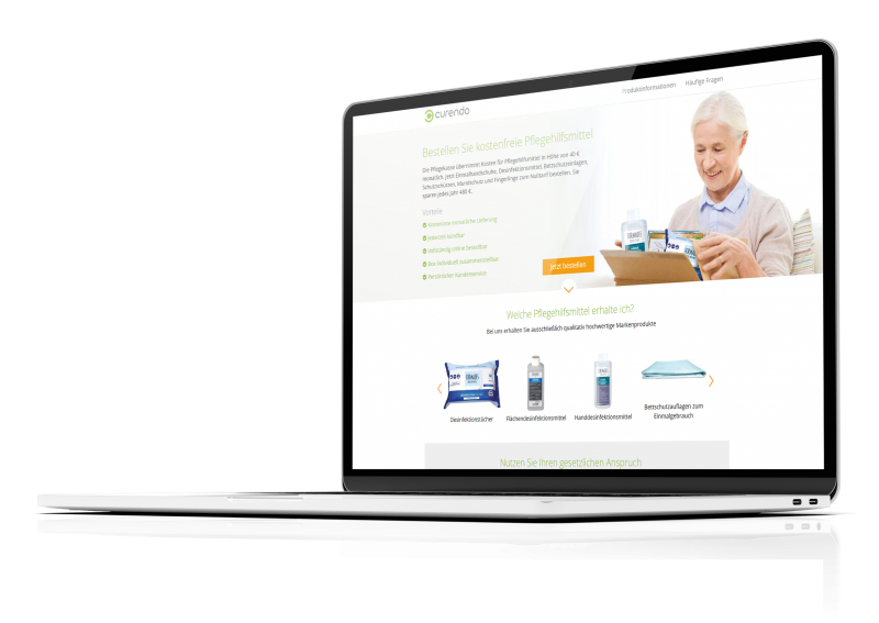 Laptop Hilfsmittelbox Laptop mit der Webseite der Hilfsmittelbox